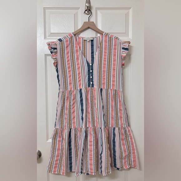 LOFT Women’s Oversized Striped Cotton Flutter Sleeve A-line Dress Size Small - Picture 8 of 8